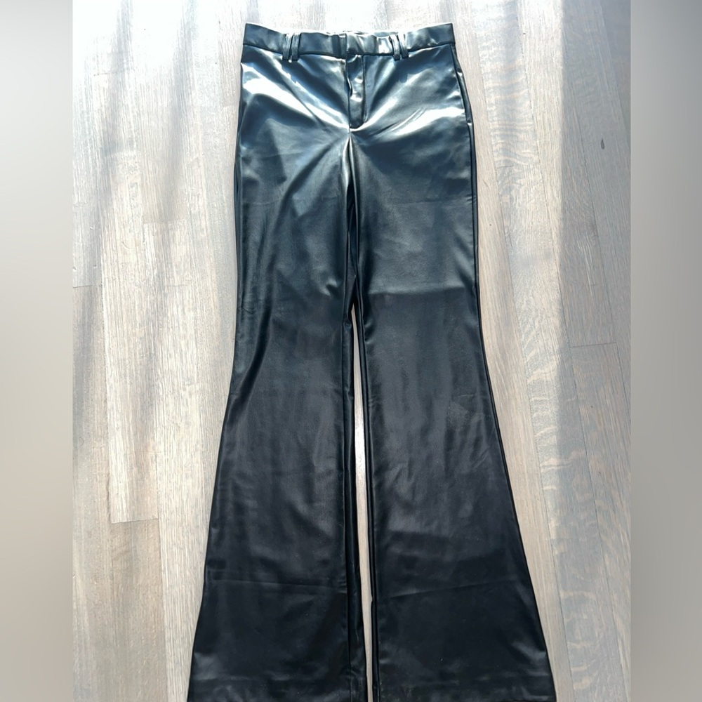 Zara Faux Leather Size M Black Pants Flare Bootcut BNWOT